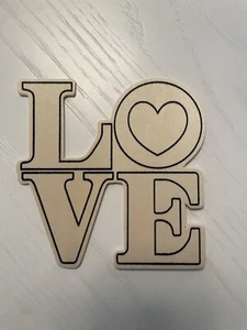 NWT Unfinished Wooden Painting Craft LOVE DIY Kids Valentines Day 5.5" Square - Picture 1 of 4