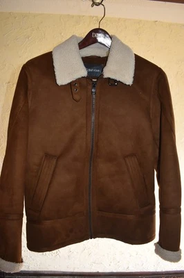Calvin Klein Faux Shearling Suedecloth B-3 Bomber Coat Or Jacket Size Small NWT - Image 1 of 4