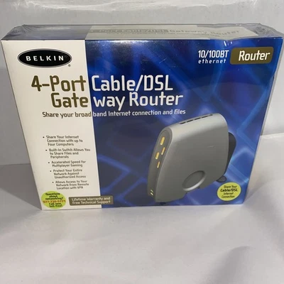 Belkin F5D52304 4-Port Cable/DSL Gateway Router Ethernet 10/100BT Gaming Sealed - Image 1 of 4