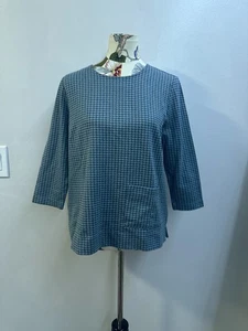 [MP] J Jill Damenbluse Wedgewood blau Hahnentrittmuster Ponte Stricktop neu mit Etikett - Bild 1 von 9