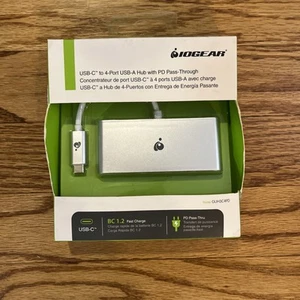 IOGEAR GUH3C4PD USB-C to 4 Port USB-A Hub with Power Delivery Pass-Thru - Picture 1 of 2