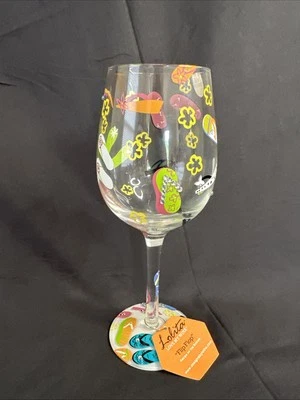 Lolita Love My Party Flip Flop Design 9” Wine Glass 10 oz New With Tags - Image 1 of 4