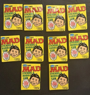 (10) Paquetes de tarjetas adhesivas selladas Fleer Goes MAD 1983 Foto 1 de 2