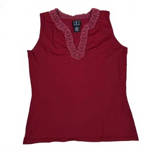 I.N.C. Women’s Top Burgundy Crochet Detail Medium - Picture 1 of 3