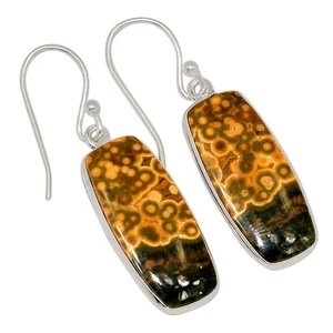 Natural Rare Ocean Jasper - Madagascar 925 Silver Earrings Jewelry ALLE-19766 - Picture 1 of 1