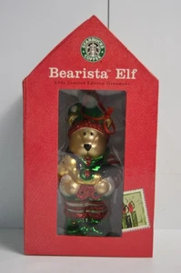 NIB Bearista Elf Starbucks Limited Edition 2001 Christmas Ornament Barista Gift - Picture 1 of 15