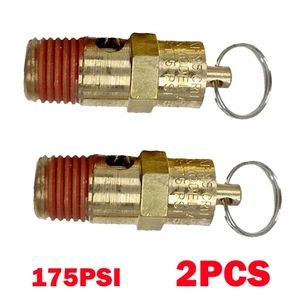2x 1/4" NPT 175 PSI Air Compressor Relief Pressure Safety Valve Tank Pop Off US - Picture 1 of 4
