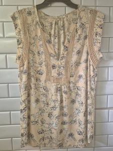 Daniel Rainn Women's Blouse Top Multicolor V-neck Lace Shoulders Pullover Size M - Picture 1 of 11