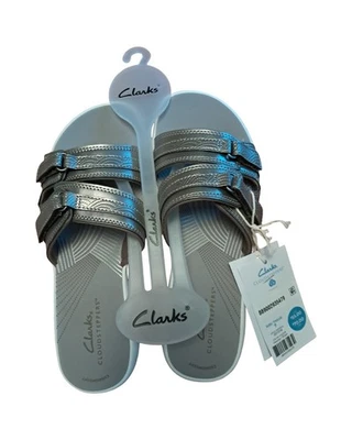 Sandalias Clarks Cloudsteppers Breeze Piper Comfort Slides Peltre para mujer 7 M NUEVAS Foto 1 de 4