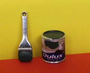 DOLLS HOUSE ( Metal Tins Of Dulux Paint With Paint Brush - Picture 1 of 1