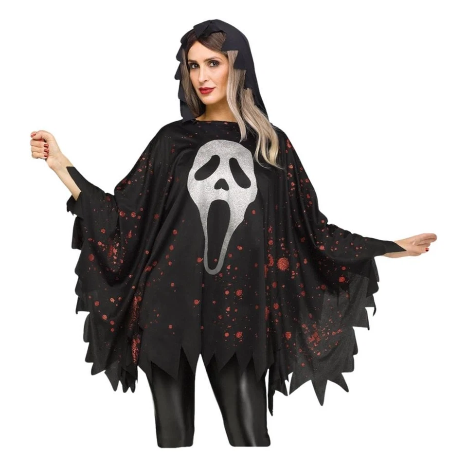 Mujeres Adulto Máscara Grito Brillante Poncho con Capucha Disfraz de Halloween OSFM Película Nuevo con Etiquetas Foto 1 de 1