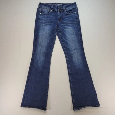 American Eagle Jeans Womens 8 Blue Kick Boot Low Rise Dark Wash Stretch Denim - Image 1 of 4
