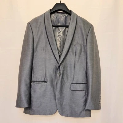 Vinci Silver Gray Shawl Collar One Button Men's Blazer Jacket Size 42 R Lined  - Image 1 of 4