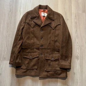 Men's Vintage 1950's H Bar C Ranchwear Brown Wool Cowboy Western Jacket Sz 42 L - Picture 1 of 7