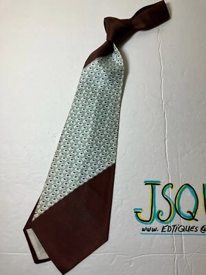 Corbata vintage de diamantes verdes, azules, marrones de los años 40-50 4 1/4” X 48 1/2” nunca usada Foto 1 de 4