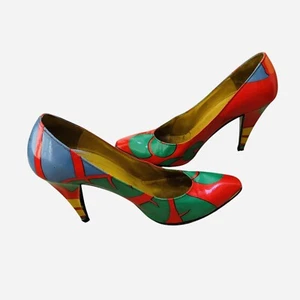 Charles Jourdan Womens Pumps Narrow Crocus Colorful Shoes Heels France Vintage - Picture 1 of 5