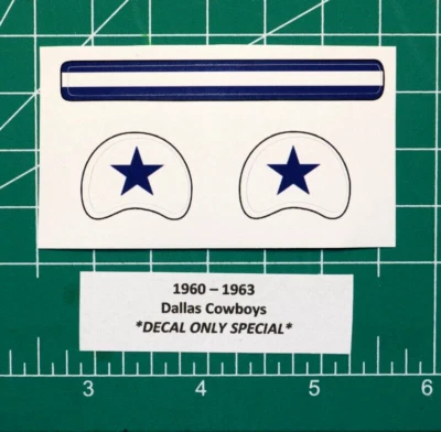 1960 - 1963, 2022 Dallas Cowboys Football Gumball Helmets *DIECUT DECALS ONLY*