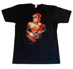David Bowie Sassofono Fulmine T Shirt Donna Lg Nero/Arancione Grafica Tee - Foto 1 di 10