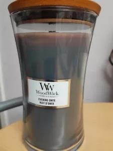 WOODWICK LARGE HOURGLASS JAR 'EVENING ONYX' - CRACKLES AS IT BURNS -NEW & UNUSED - Picture 1 of 5