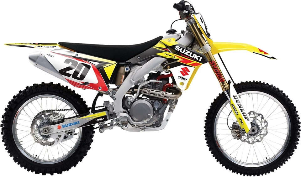 Gráficos de cubierta de fábrica Effex blanco/amarillo serie EVO Suzuki RMZ 450 2008-2017 Foto 1 de 1