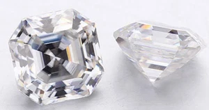 Lab Created White Sapphire Corundum Asscher Faceted Loose Stones (3x3mm-16x16mm) - Picture 1 of 2