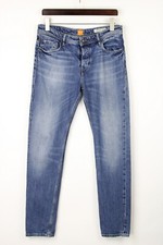 HUGO BOSS Orange90 Worn Tapered Fit Jeans Mens W32/L34 Faded Button Fly