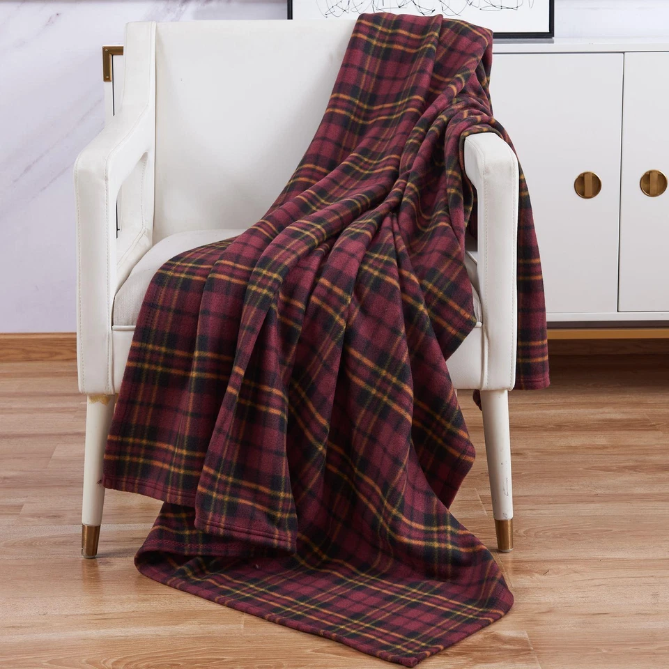 Double Size Red Tartan Fleece Blanket Check Soft Warm 150x200cm Sofa Throw Bed S5055872818791