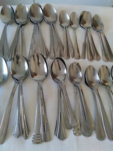 40 Pcs Random Stainless Flatware Soup Spoons Teaspoons Mixed Mismatched Pattern - Picture 1 of 9