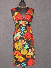 DONNA RICCO Colorful Floral Pleated 