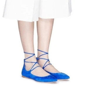 SIGERSON MORRISON Sapphire Blue Viata Suede Casual Lace Up Flats Size 7 B - Picture 1 of 10