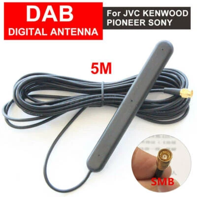 DAB/DAB + Glass Mount DAB Digital Antenna Radio Car Aerial Adhesive SMB 5M XL - image 1 of 4
