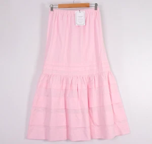 Imagine Italy Womens Maxi Tier Skirt Size S M Pink Cotton Elastic Waist - Picture 1 of 12