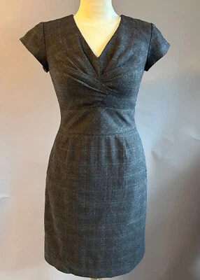 Classiques Entier Wool Blend Gray Plaid Dress - Size 2 - Image 1 of 4