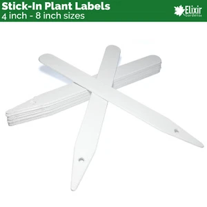 Strong Reuseable White Plastic Stick-In Plant Labels 4"(10cm) - 8"(20cm) Sizes - Picture 1 of 6