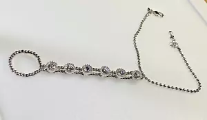 Avon Anklet Sandał Bracelet Silver Metal Elastic Toe Ring Rhinestones Diamanté - Picture 1 of 14