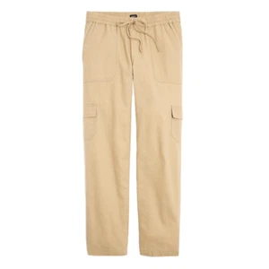 J Crew Linen Crop Cargo Pants Womens Size Petite 0 Natural - Picture 1 of 11