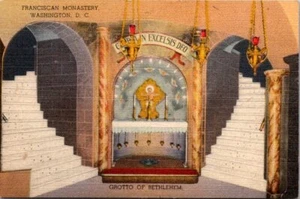 Grotto Of Bethlehem Franciscan Monastery Washington D.C. Vintage Linen MINI Post - Picture 1 of 1