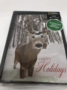 National Geographic Deer Christmas Cards 12 Count - New Cards Only No Envelopes - Picture 1 of 4