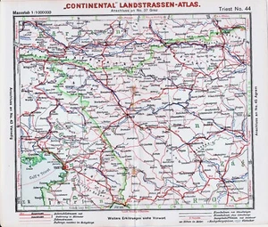 Klagenfurt Villach Triest Ljubljana Maribor 1925 orig Autoatlas-Karte Celje Görz - Picture 1 of 1