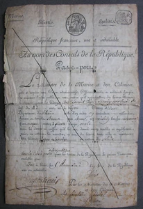 Veyron-La-Croix. Signed passport of the Minister of the Navy Decrees. 1801 - Picture 1 of 2