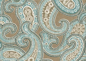 Robert Allen Fabric Iridium Patina Aqua Brown Cotton Drapery Upholstery - Picture 1 of 2