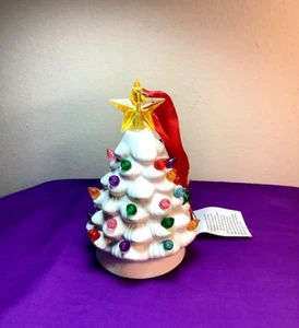 RETRO MR CHRISTMAS CERAMIC LIGHTED CHRISTMAS TREE ORNAMENT W/TIMER WHITE 208 - Picture 1 of 8