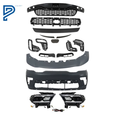 适用于 2014 - 2020 道奇 Durango 车头灯 + 前保险杠 + 格栅组件带雷达孔 — 第 1/4 张图片