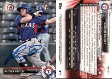 Matthew Whatley Signed 2017 Bowman Draft #BD-121 Card Texas Rangers Auto AU