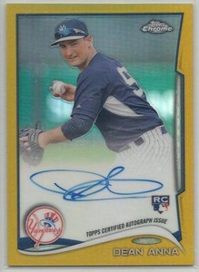 2014 Topps Chrome Rookie Autograph Gold Refractor #212, Dean Anna, NYY. SN 08/50