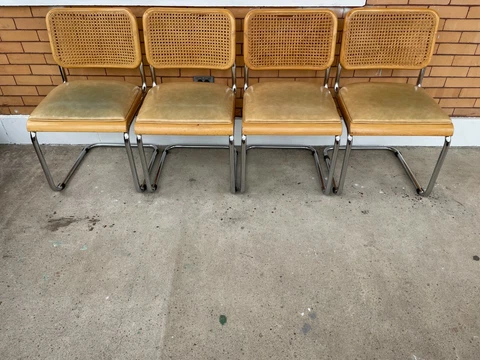 Four Early Production B32 Marcel Breuer GFM Cesca Dining Chairs Bauhaus Cover