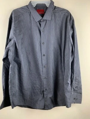 Camisa Para Hombre Alfani Talla 17 1/2 34-35 XL Negra Gris Rayas Ajustada Rendimiento  Foto 1 de 4