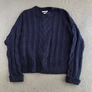 Zara Sweater Kids 13-14 Years Blue Cable Knit Pullover Crew Neck Long Sleeve - Picture 1 of 18