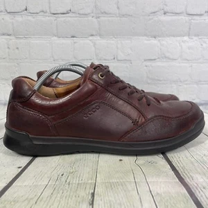 Ecco Howell Oxfords Men Size 10-10.5 Burgundy Red Leather Lace Up Mocc-Toe Shoes - Picture 1 of 11