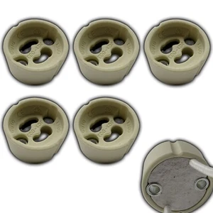 5x GU10 Fassung Sockel Keramik 220/230V Hochvolt grau Halogen Fassungen - Bild 1 von 5